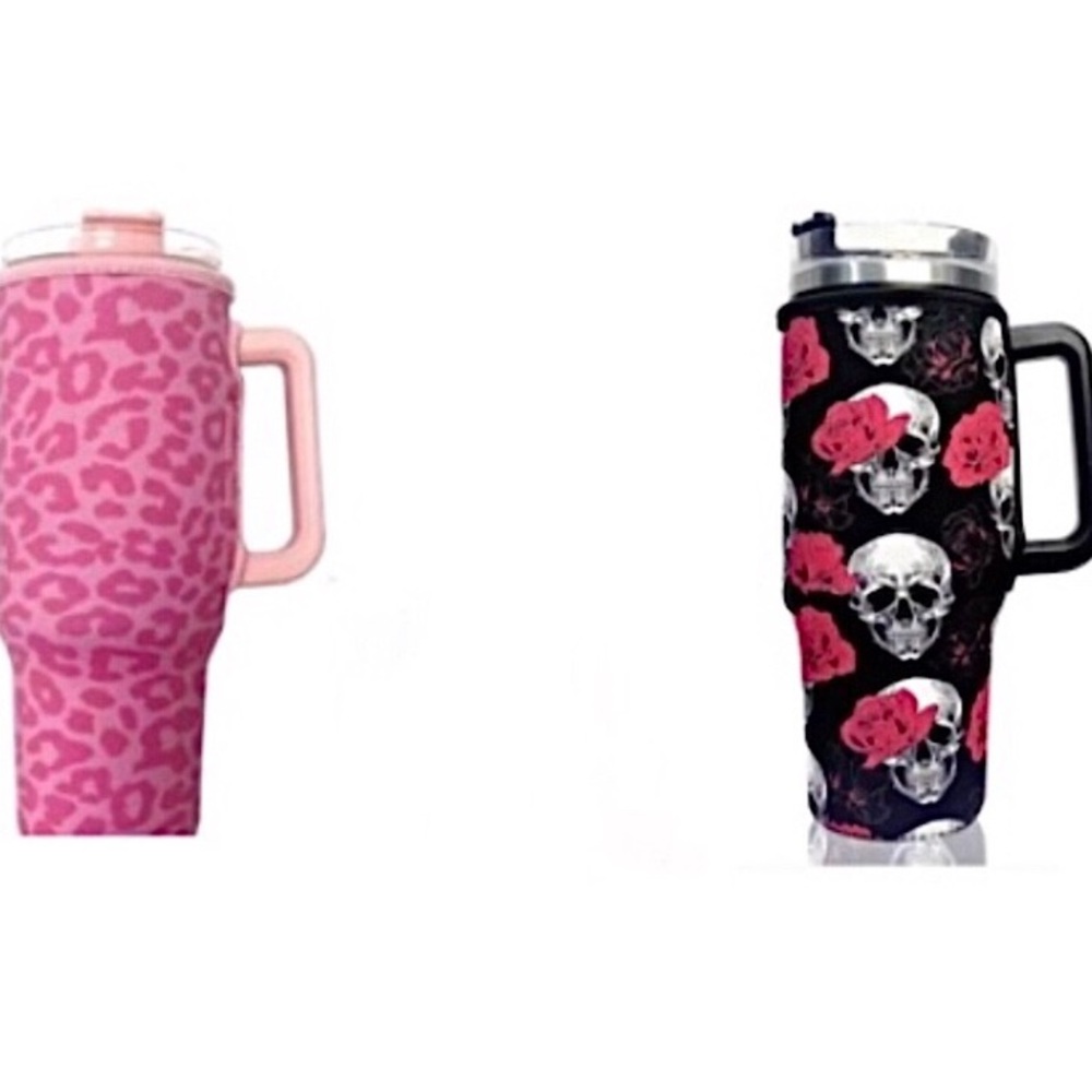 Skull Leopard Cup Tumbler Sleeve Insulated 40oz / 1200mL Lot of 2 New Halloween